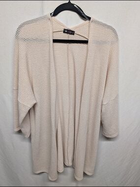 Open-Front Cream Knit Cardigan Sweater